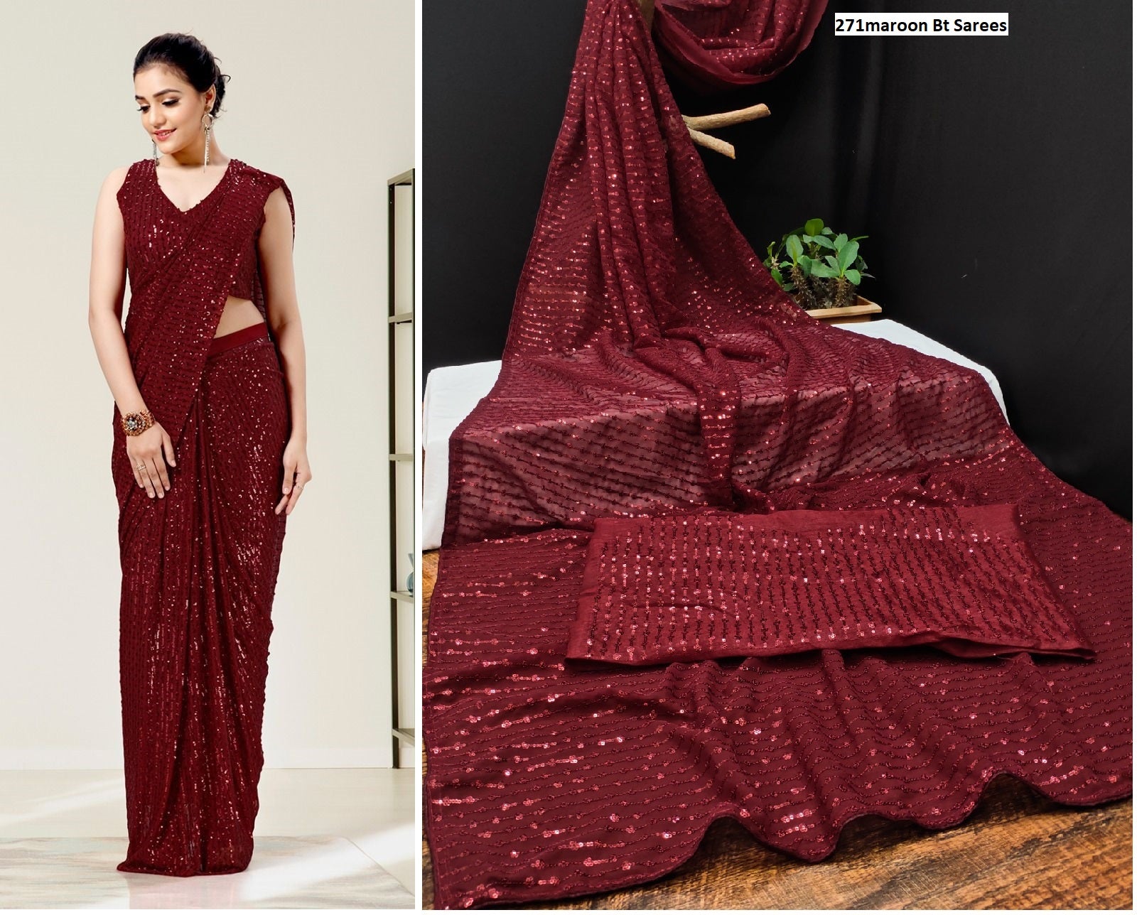 271Maroon Bt Sarees