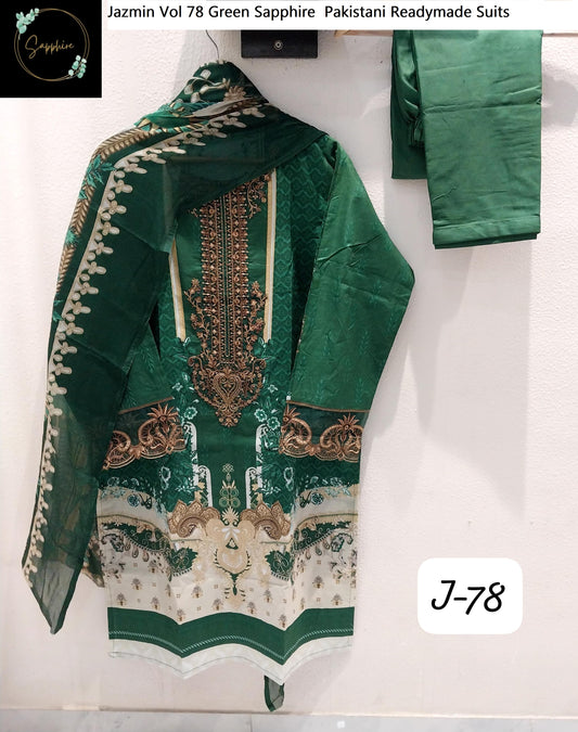 Jazmin Vol 78 Green Sapphire Pakistani Readymade Suits
