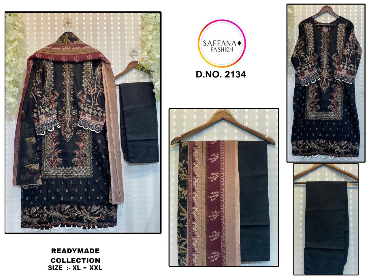 2134Black Saffana Pakistani Readymade Suits