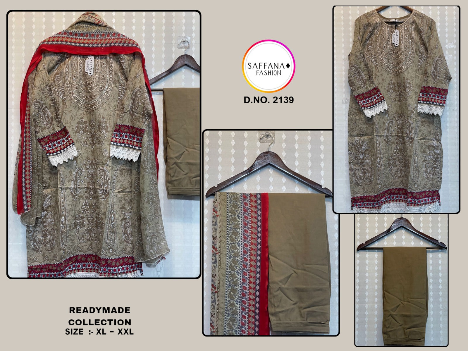 2139Gray Saffana Pakistani Readymade Suits