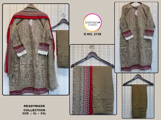2139Gray Saffana Pakistani Readymade Suits