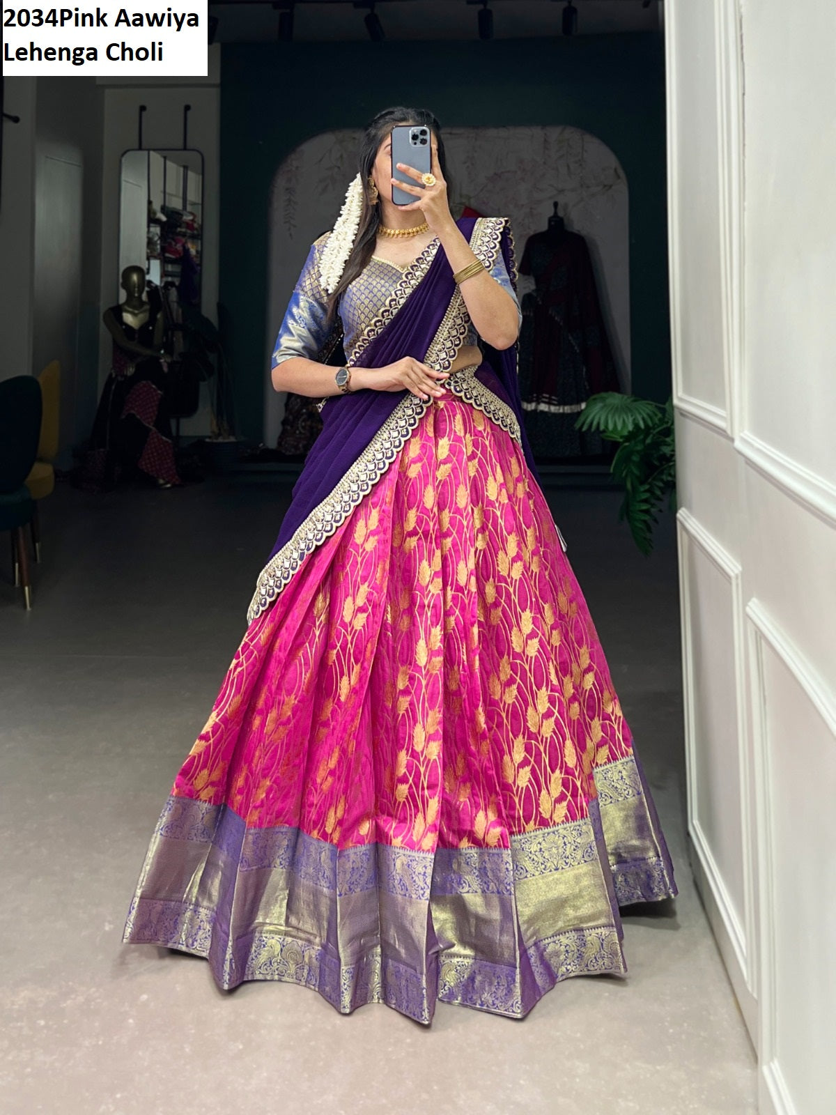2034Pink Aawiya Lehenga Choli