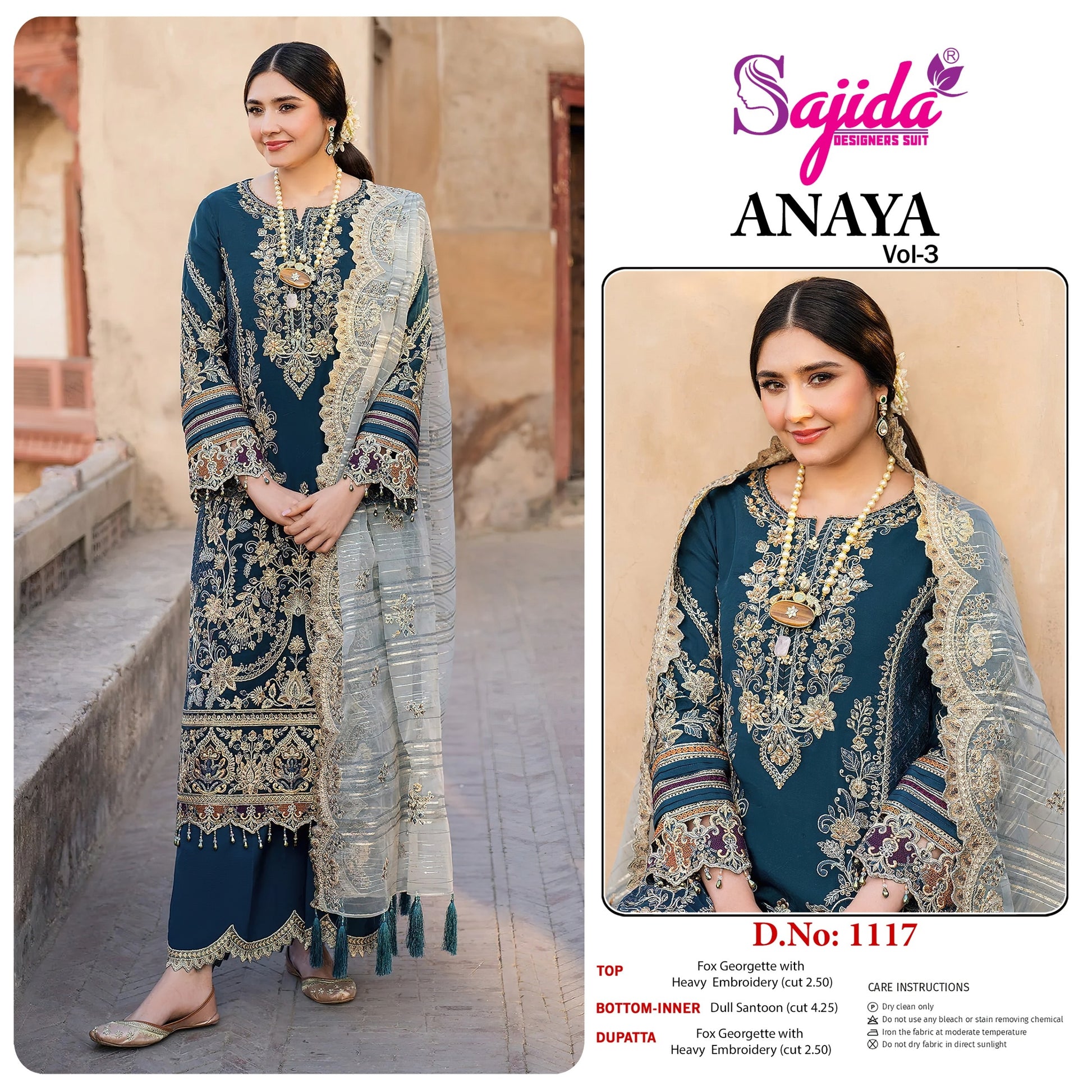 1117 Anaya Vol-3 Sajida Georgette Pakistani Salwar Suits