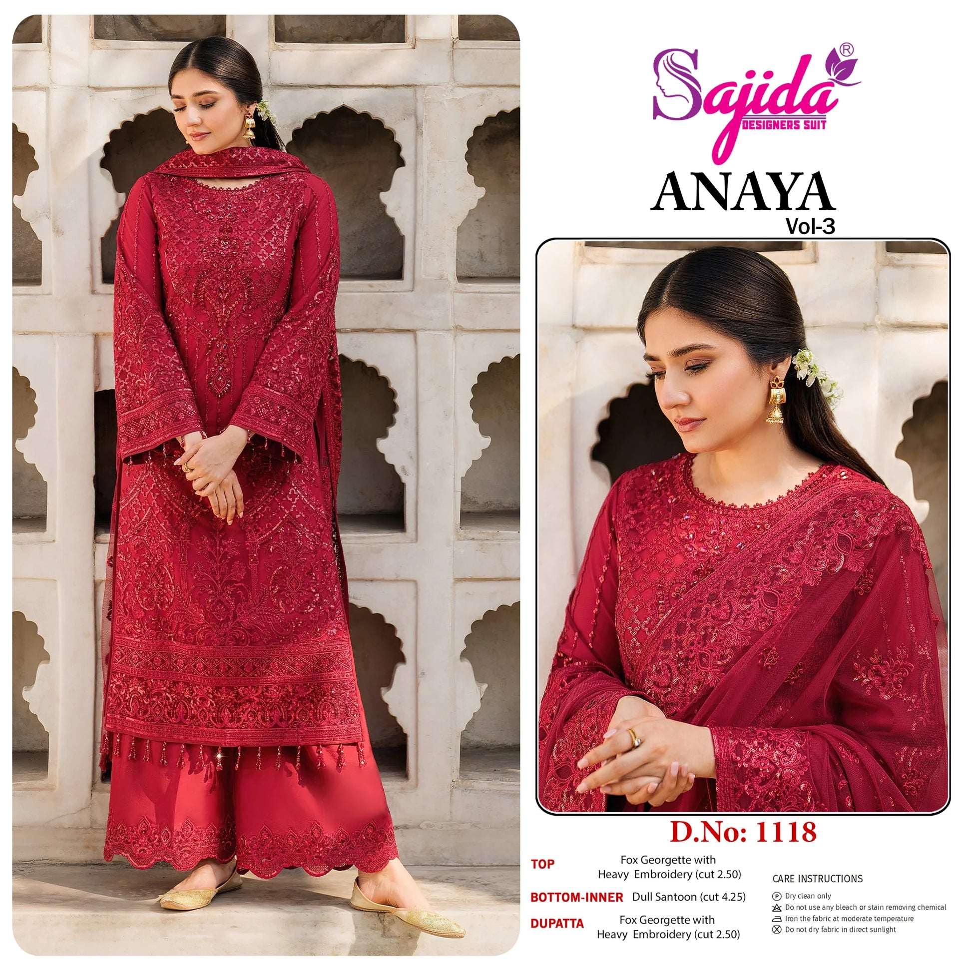 1118 Anaya Vol-3 Sajida Georgette Pakistani Salwar Suits