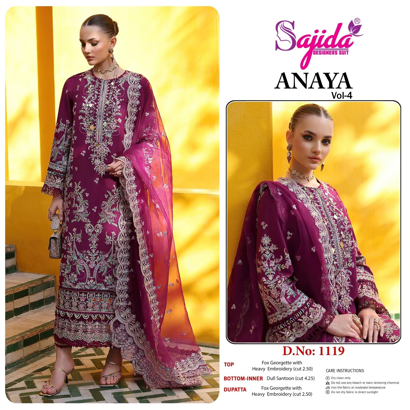 1119 Anaya Vol-4 Sajida Georgette Pakistani Salwar Suits