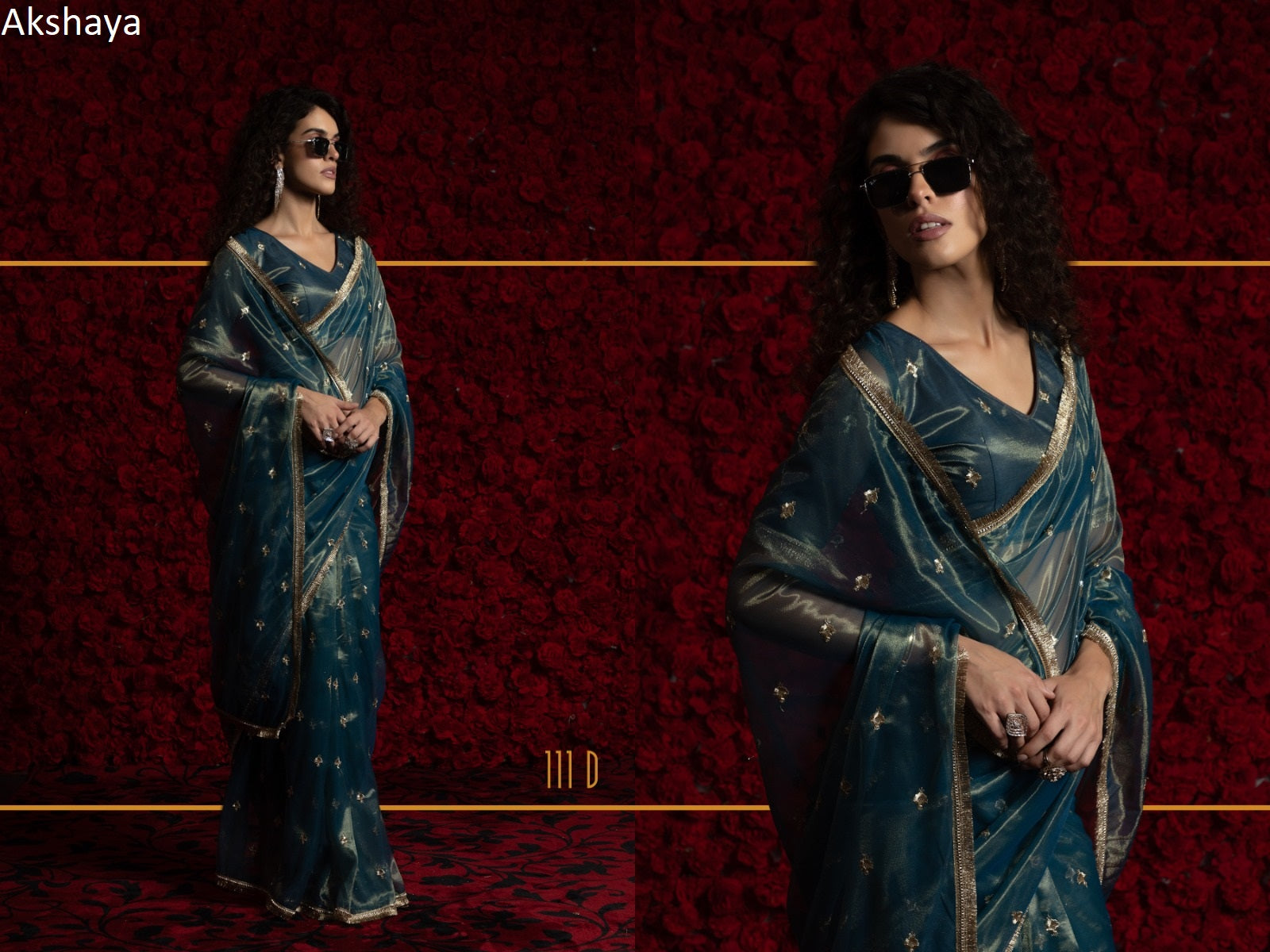 111 Valley Green Akshaya Net Organza Sarees
