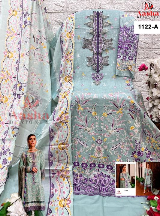 1122-A Queen Court Vol 8 Aasha Designer Printed Pakistani Patch Suits