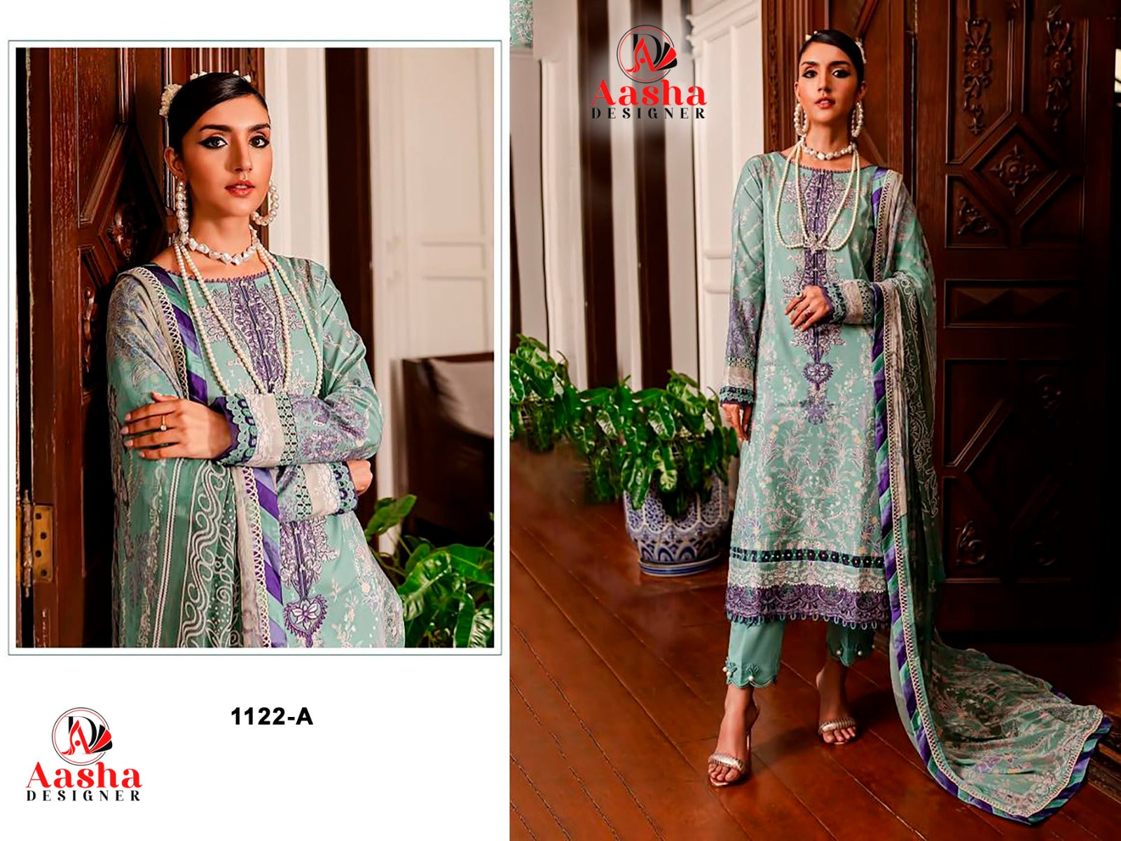 1122-A Queen Court Vol 8 Aasha Designer Printed Pakistani Patch Suits