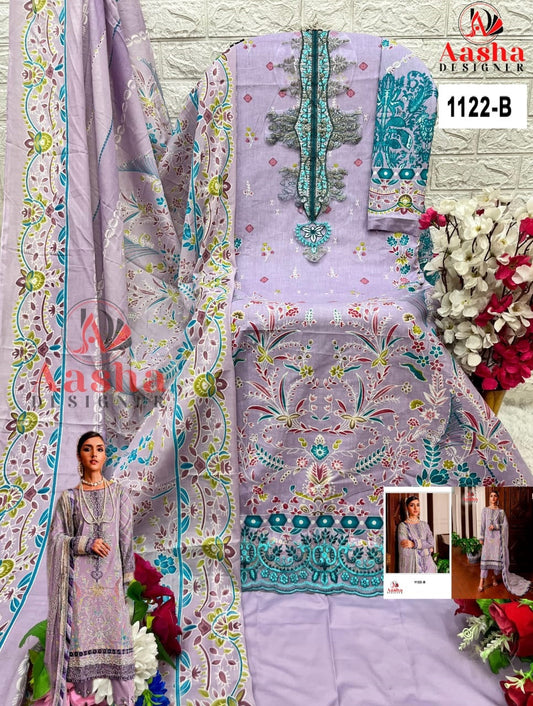 1122-B Queen Court Vol 8 Aasha Designer Printed Pakistani Patch Suits