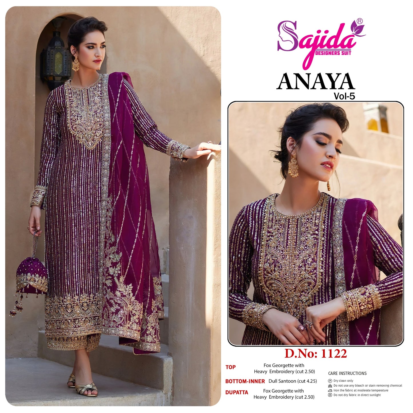 1122 Anaya Vol-5 Sajida Georgette Pakistani Salwar Suits