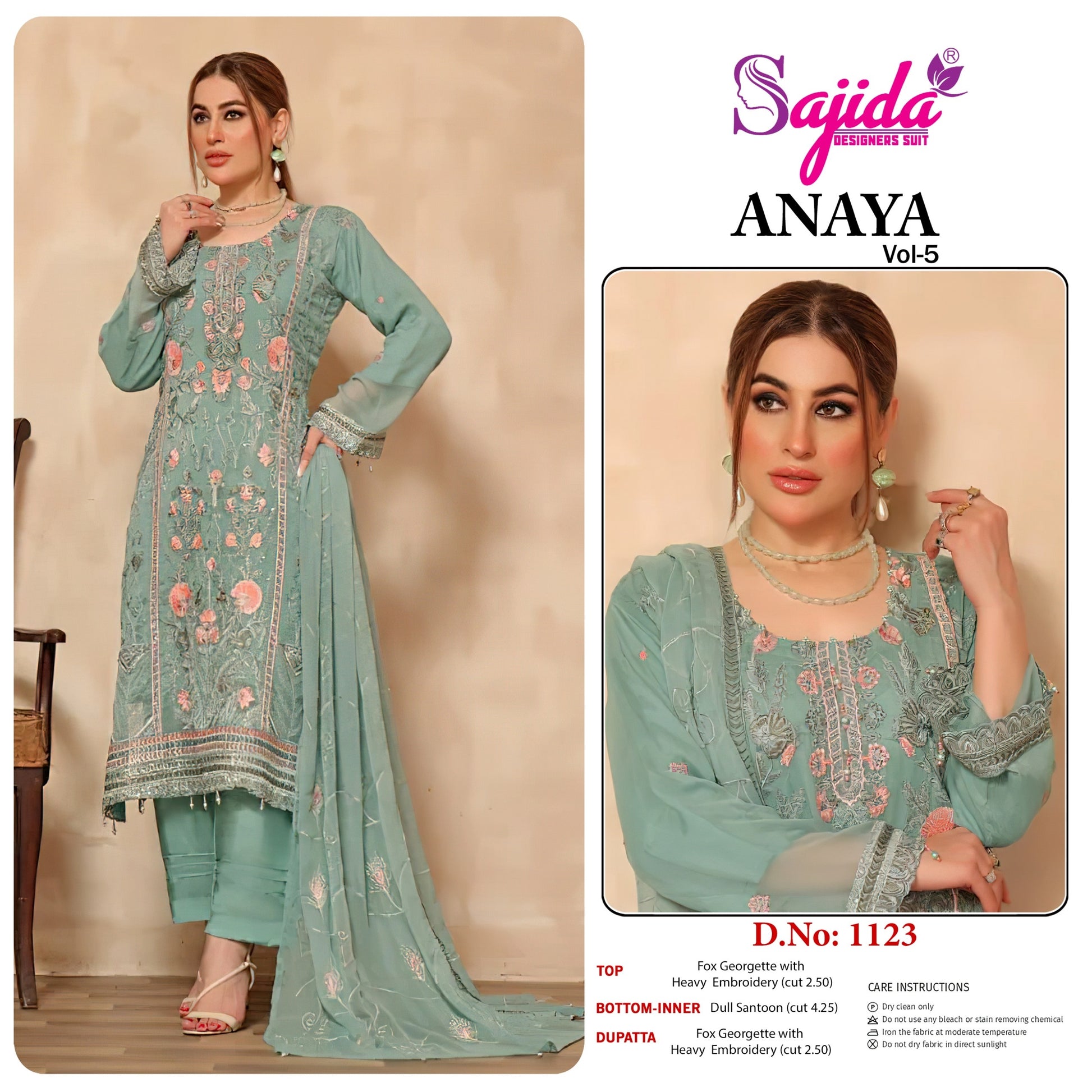 1123 Anaya Vol-5 Sajida Georgette Pakistani Salwar Suits