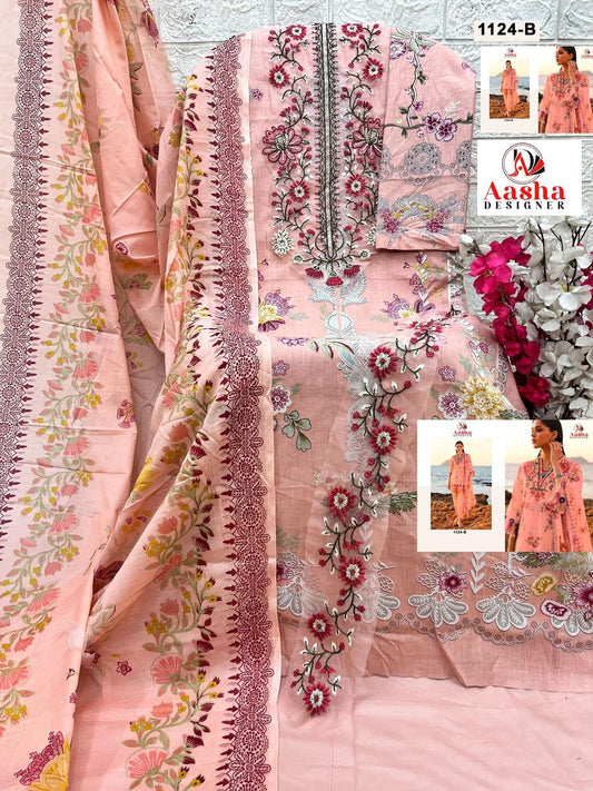 1124-B Aasha Designer Printed Pakistani Patch Suits