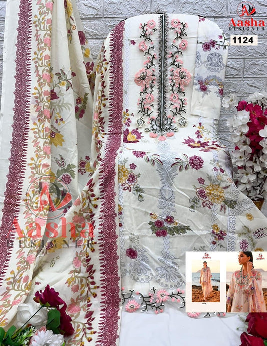 1124 Aasha Designer Printed Pakistani Patch Suits