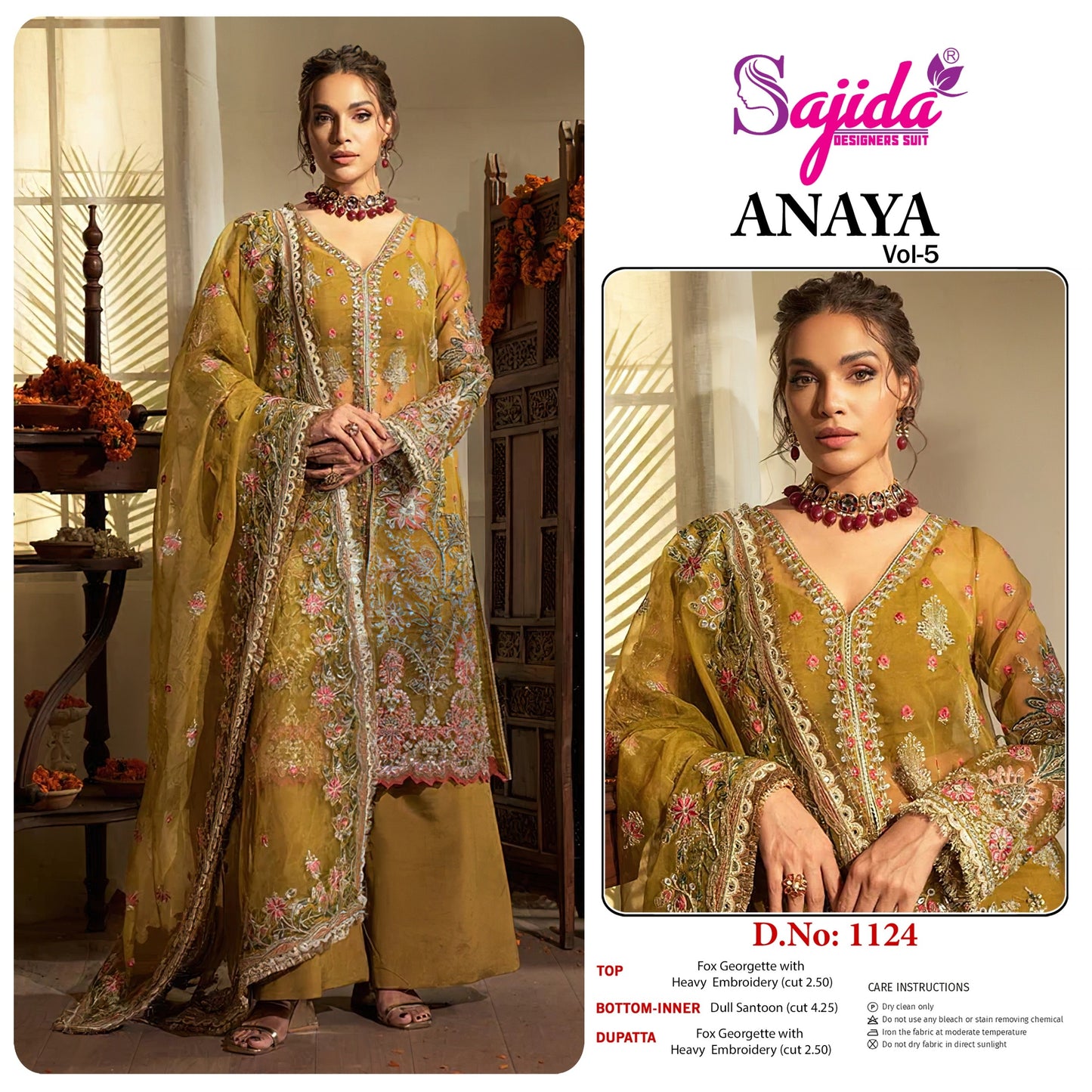 1124 Anaya Vol-5 Sajida Georgette Pakistani Salwar Suits