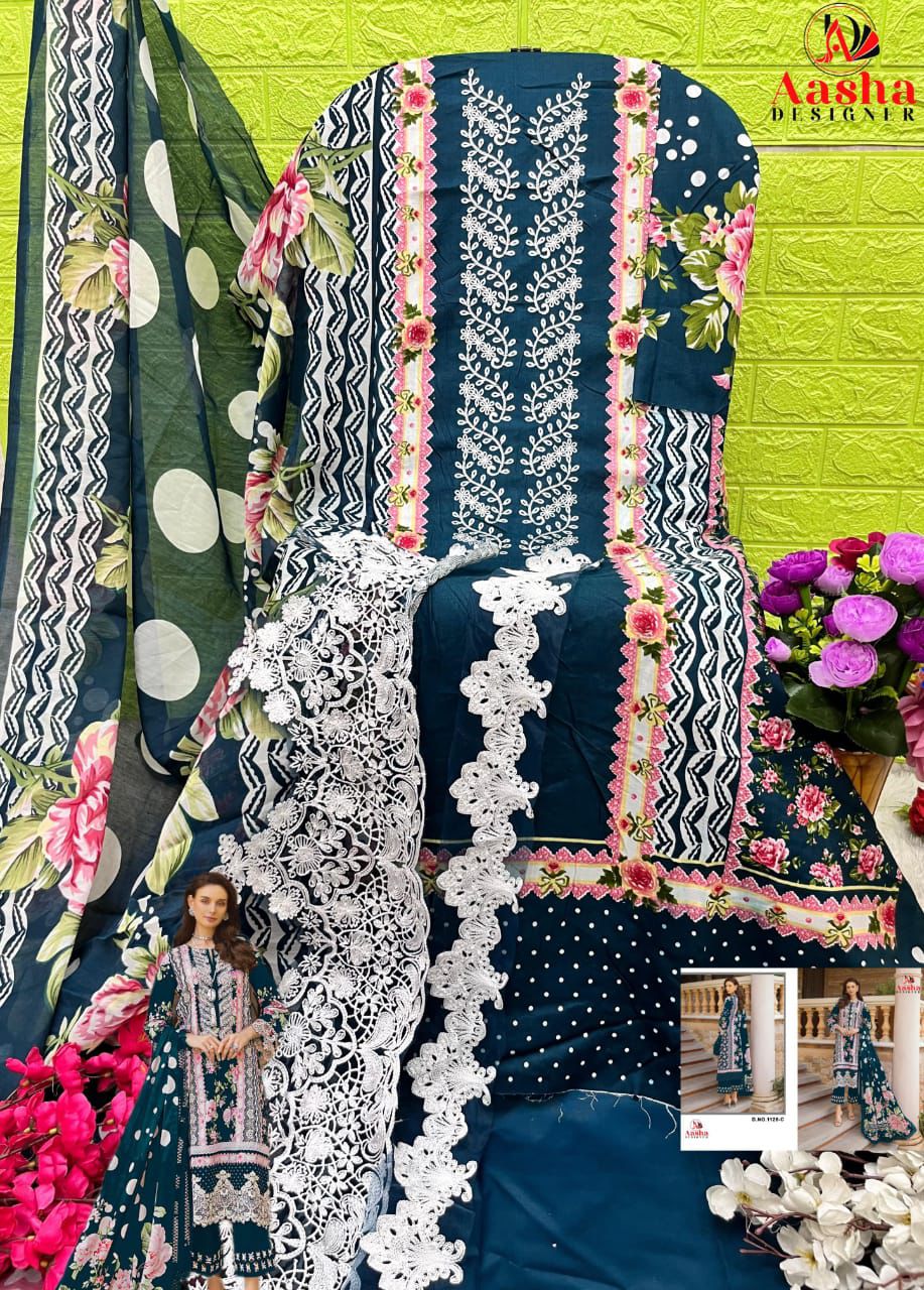 1126-C Aasha Designer Embroidery Pakistani Patch Suits