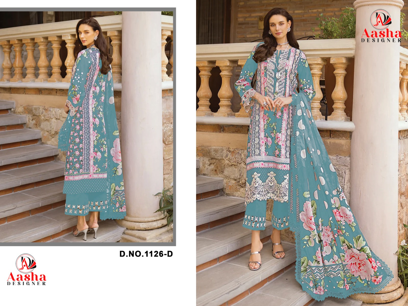 1126D Aasha Designer Embroidery Work Pakistani Patch Suits