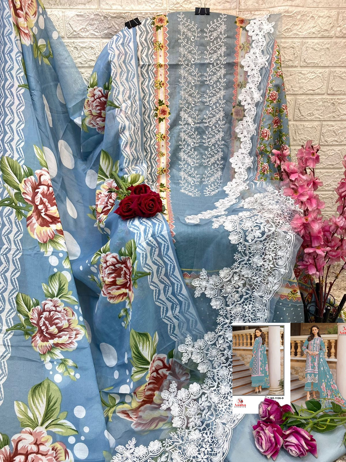 1126D Aasha Designer Embroidery Work Pakistani Patch Suits