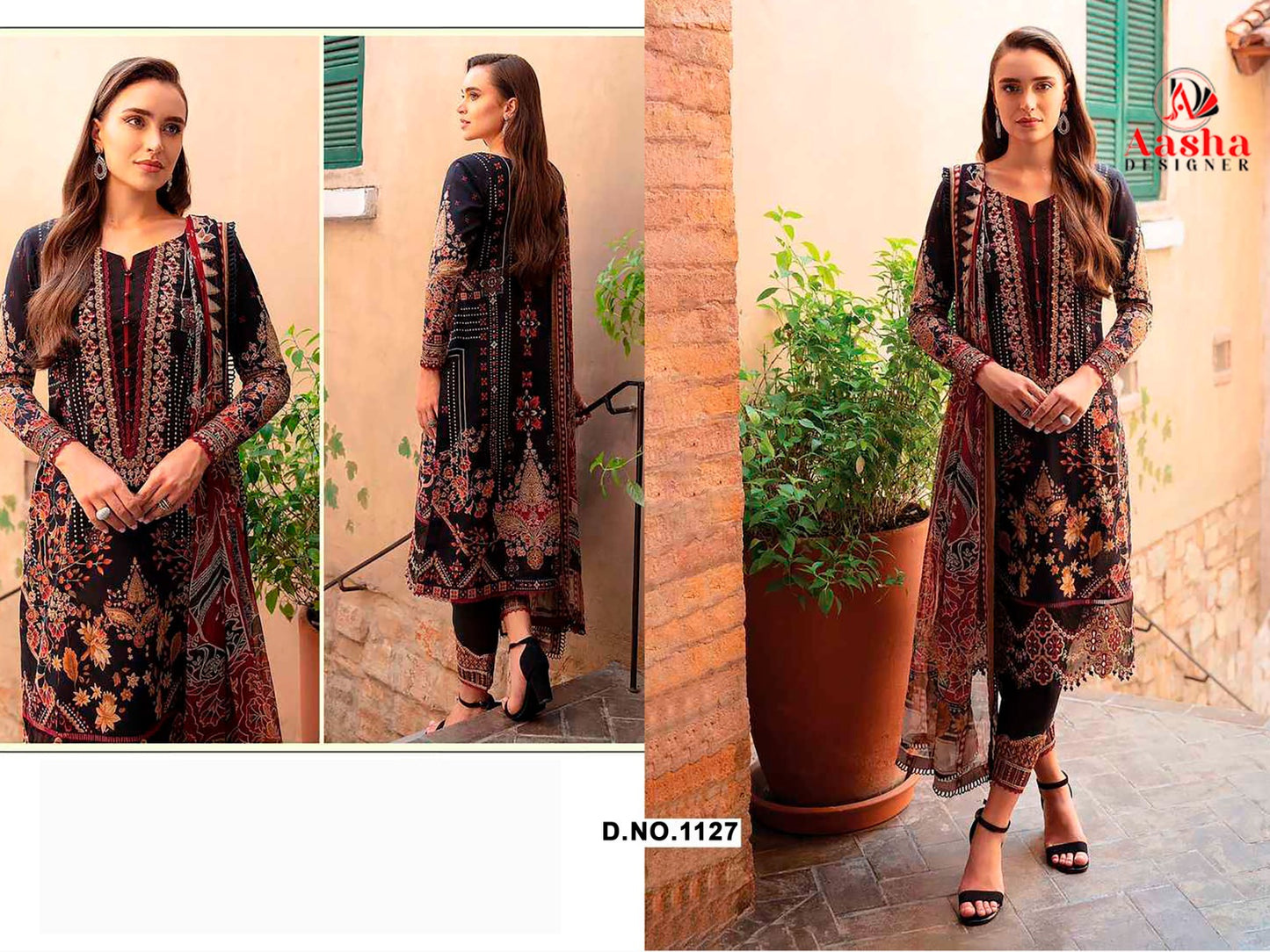 1127 Aasha Designer Embroidery Pakistani Patch Suits