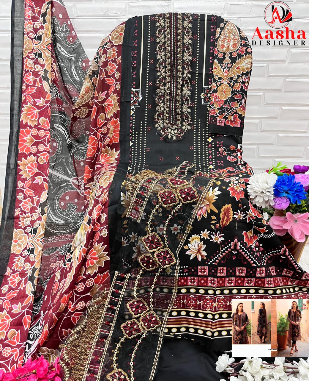 1127 Aasha Designer Embroidery Pakistani Patch Suits