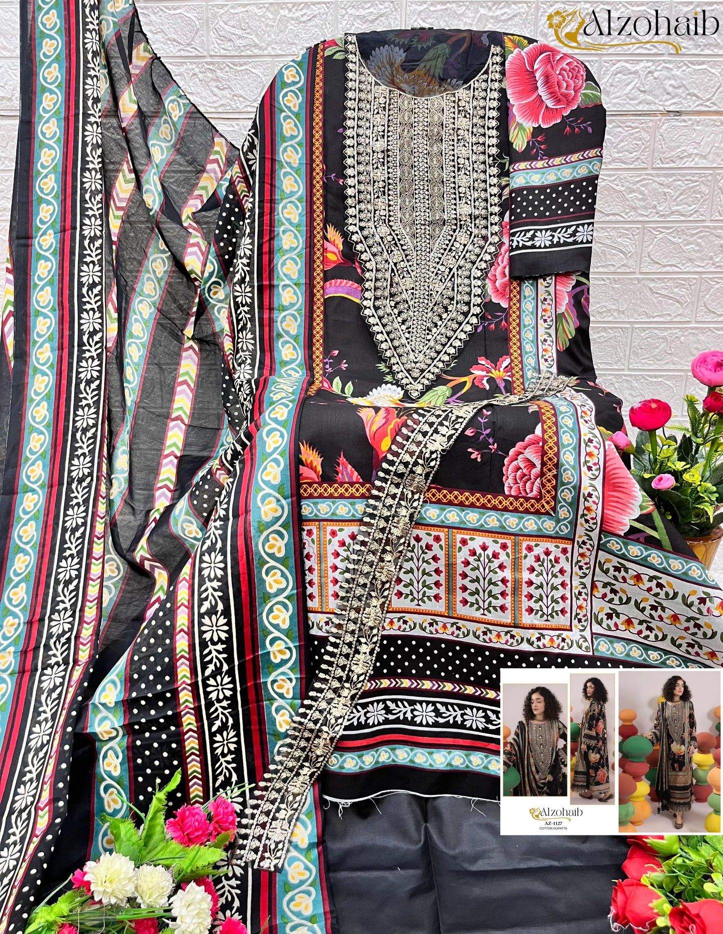 1127 Al Zohaib Pure Cotton Pakistani Salwar Suits