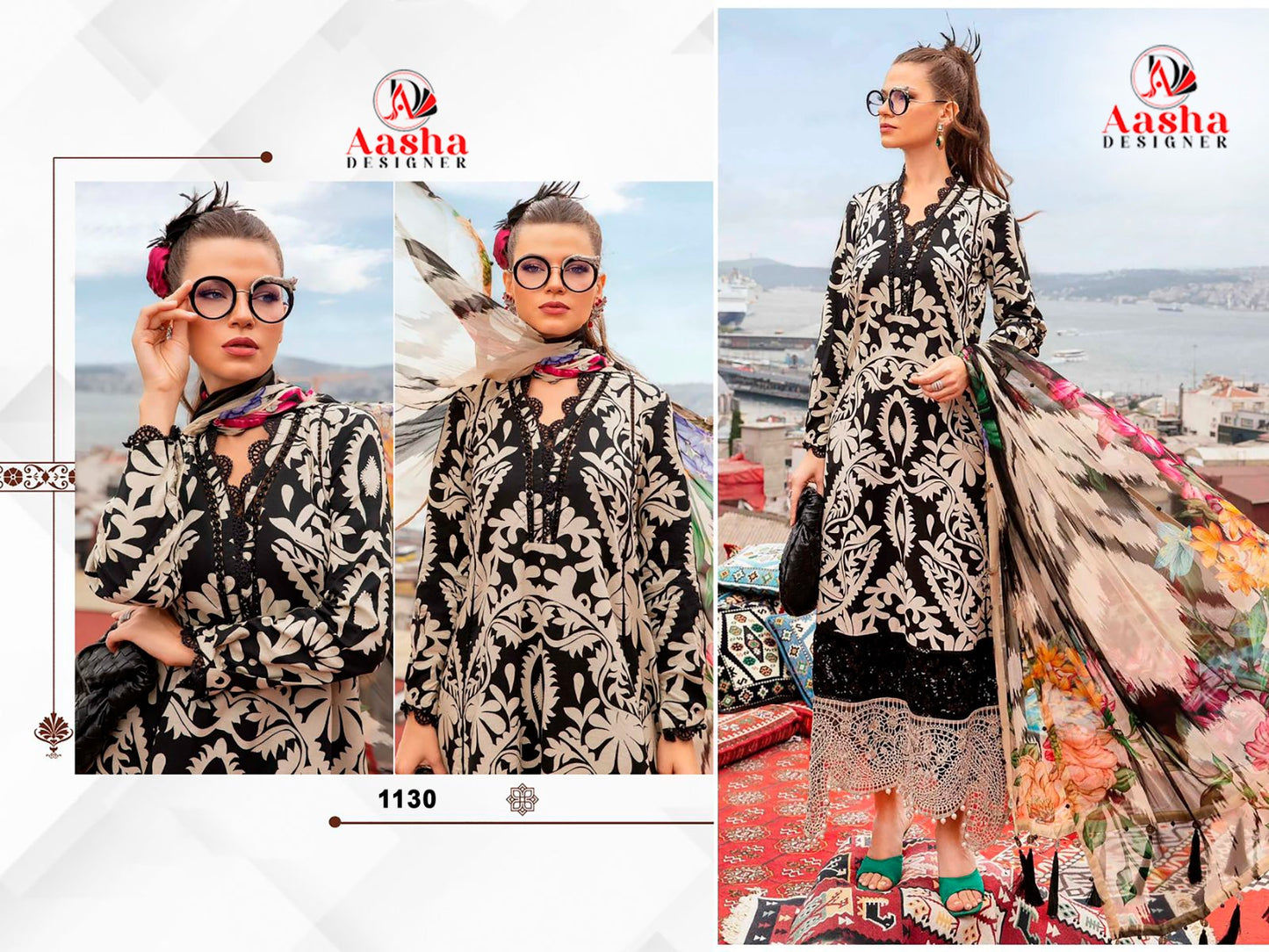 1130 Aasha Designer Embroidery Pakistani Patch Suits