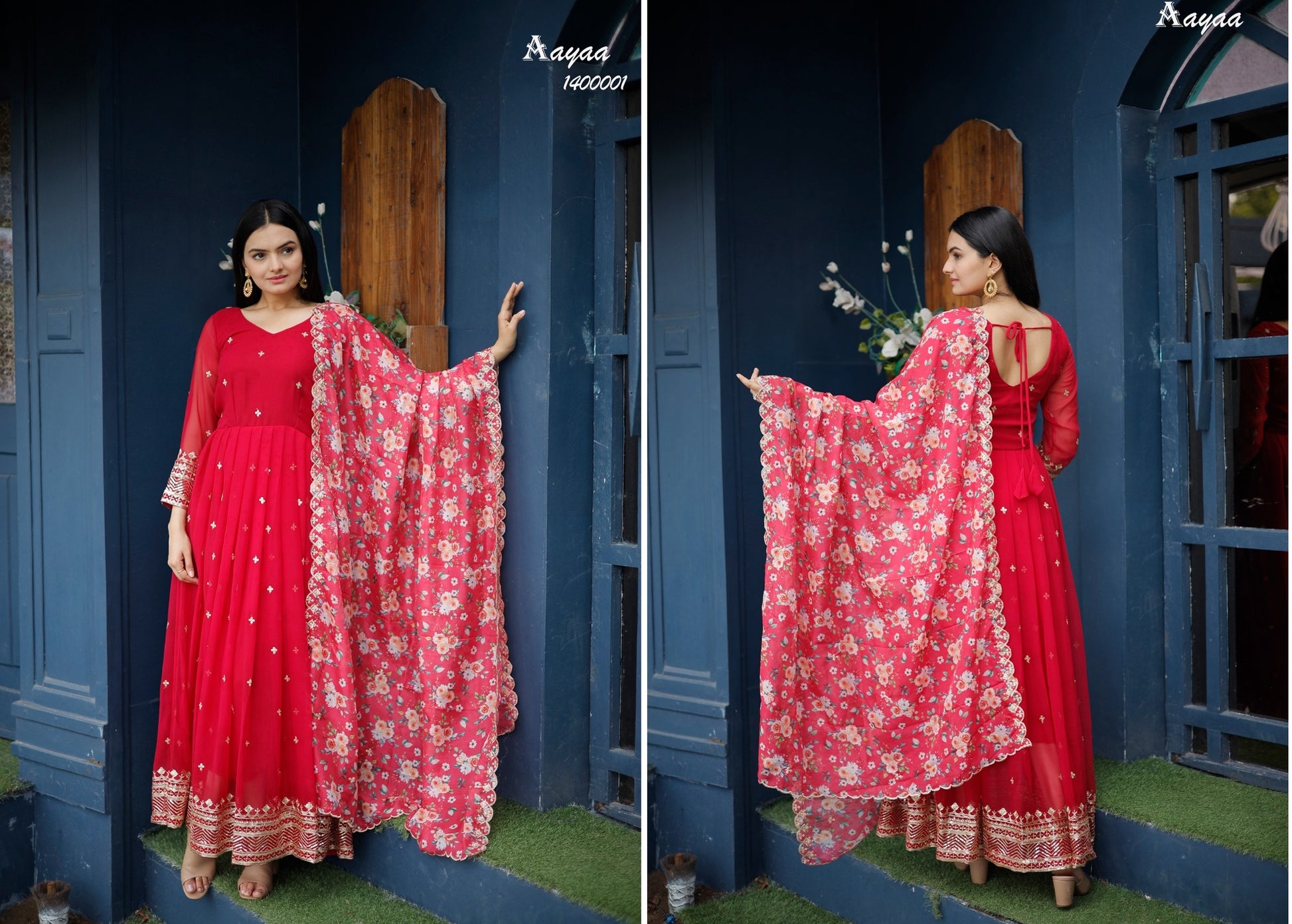 1400001 Vol 14 Aayaa Gown Dupatta Set