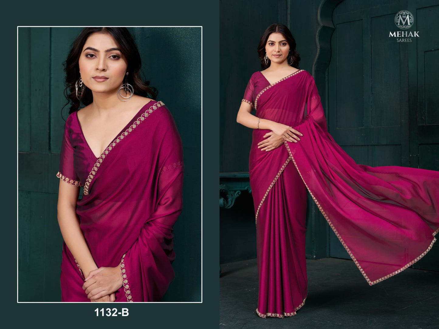 1132B Mehek Crepe Silk Sarees