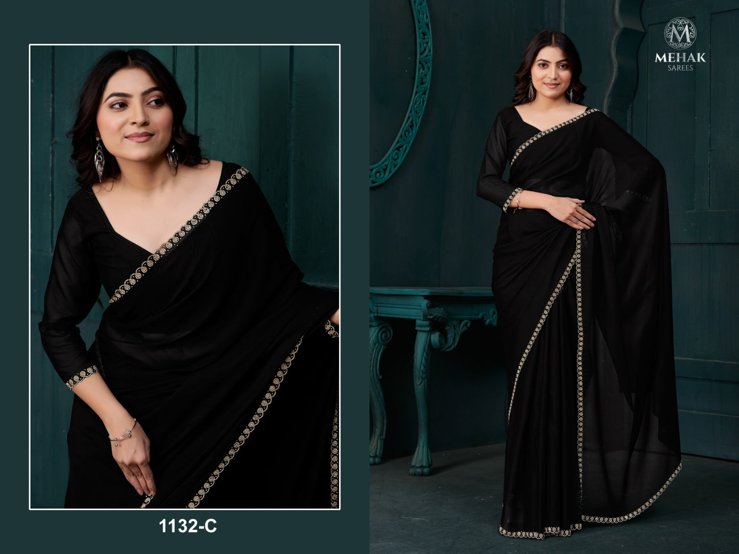 1132C Mehek Crepe Silk Sarees