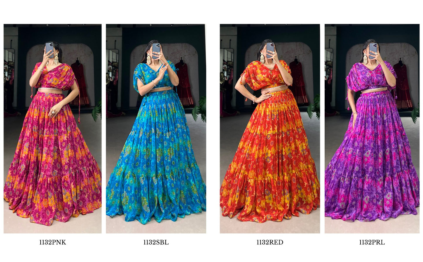 1132 Co Ord Staard Chiffon Readymade Lehenga Choli