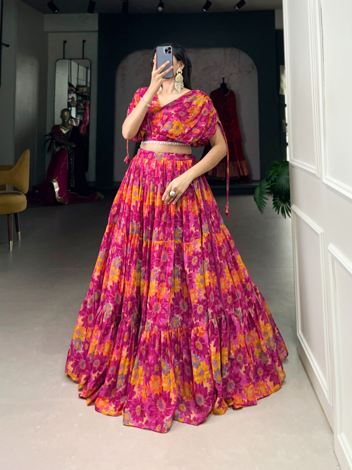 1132 Co Ord Staard Chiffon Readymade Lehenga Choli