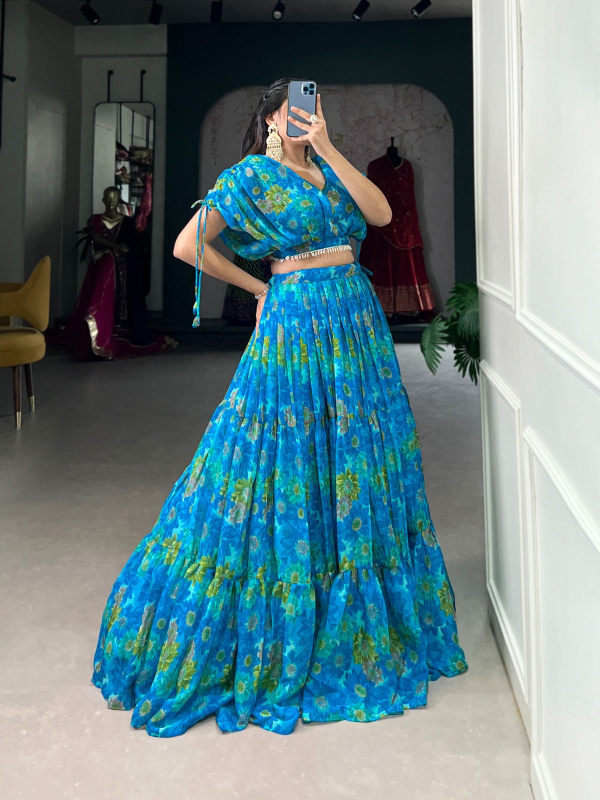 1132 Co Ord Staard Chiffon Readymade Lehenga Choli