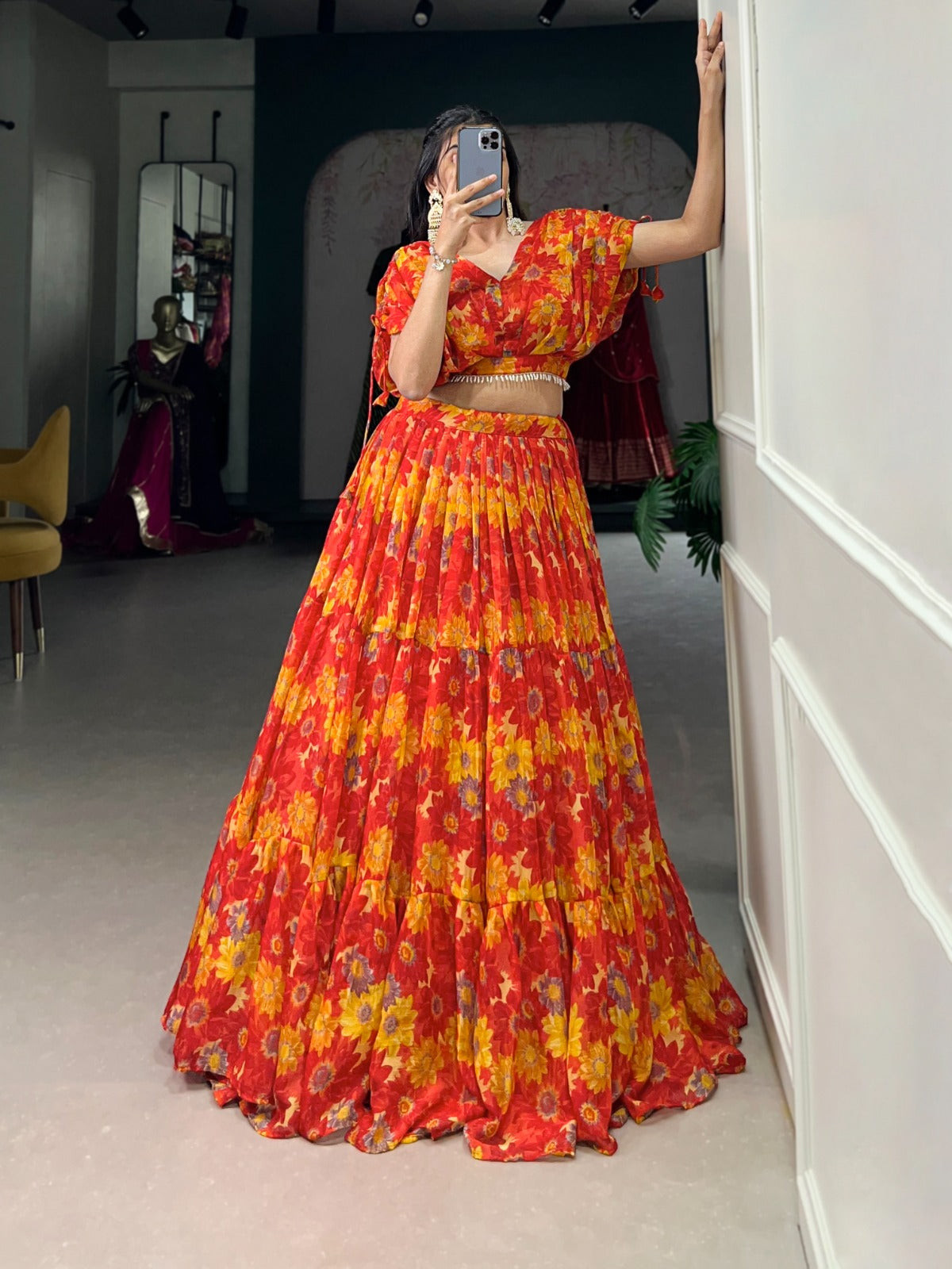 1132 Co Ord Staard Chiffon Readymade Lehenga Choli