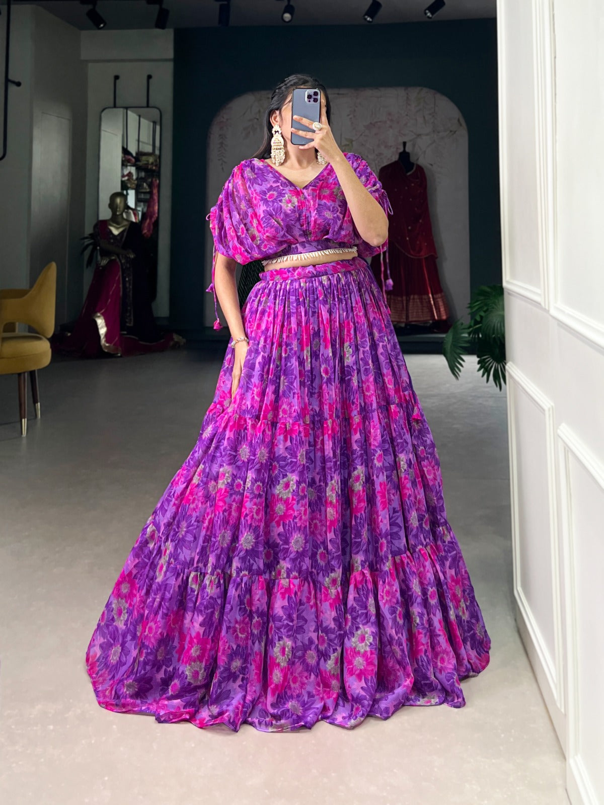 1132 Co Ord Staard Chiffon Readymade Lehenga Choli