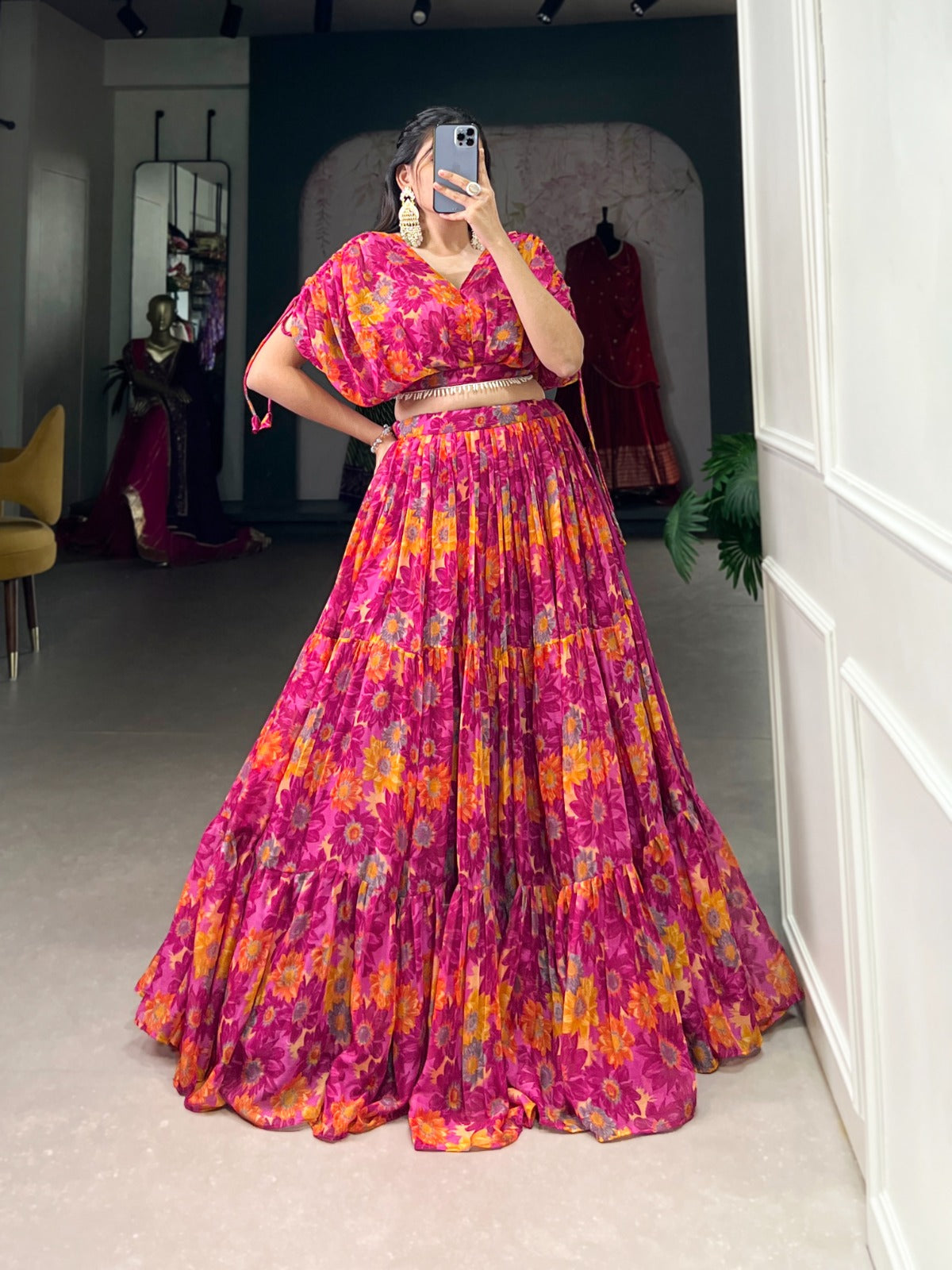 1132 Co Ord Staard Chiffon Readymade Lehenga Choli