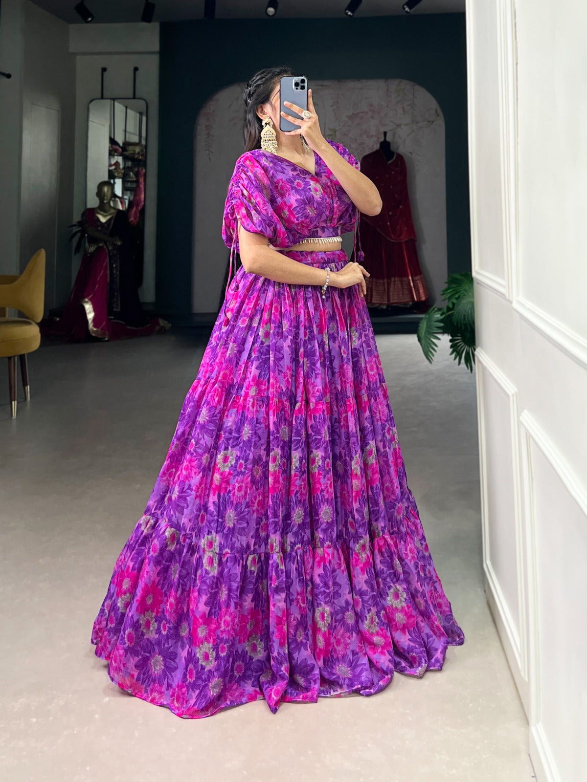 1132 Co Ord Staard Chiffon Readymade Lehenga Choli