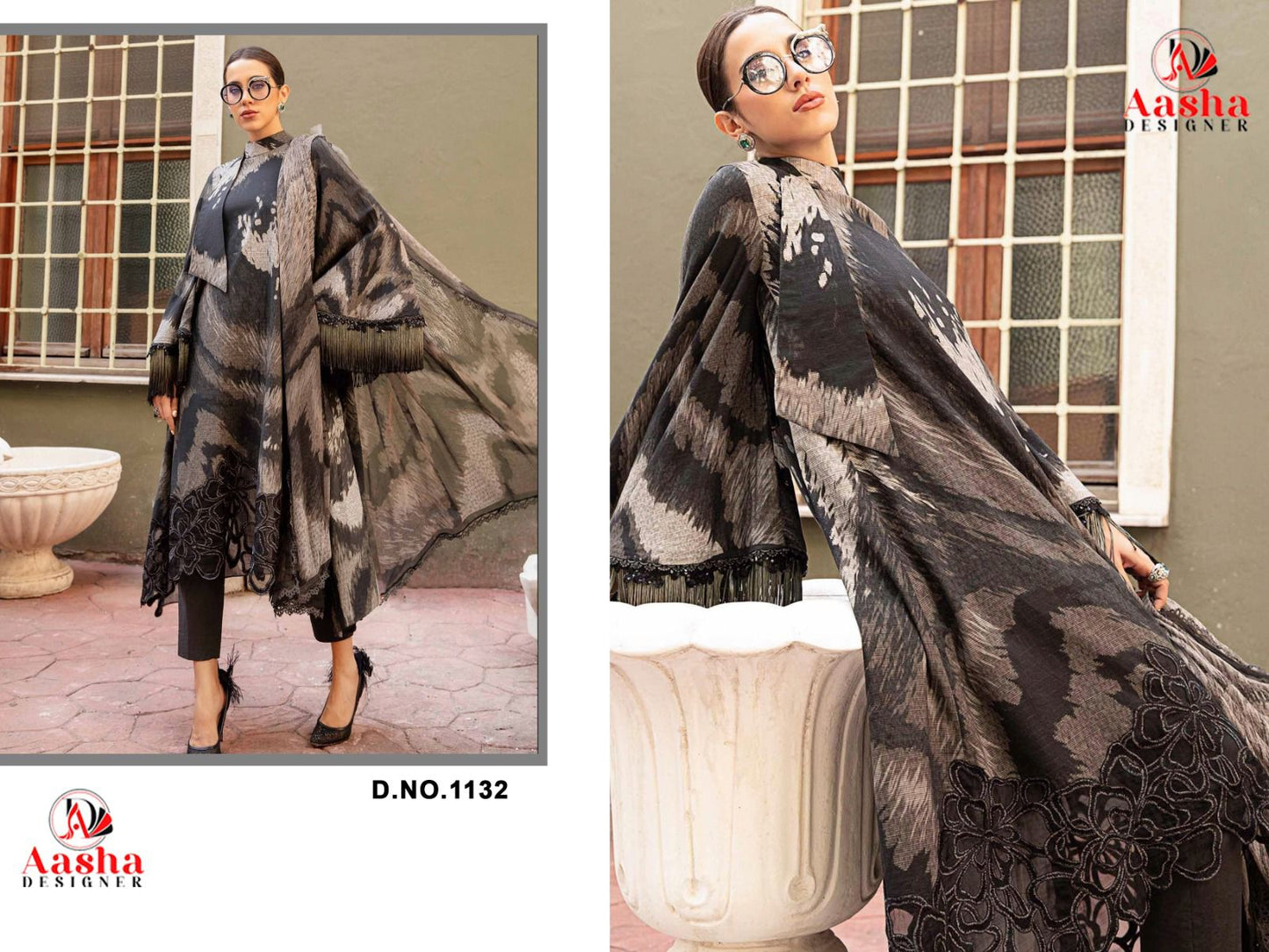 1132 M Prints Vol 13 Aasha Designer Embroidery Pakistani Patch Suits