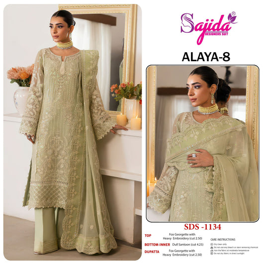1134 Alaya Vol 8 Sajida Georgette Pakistani Salwar Suits