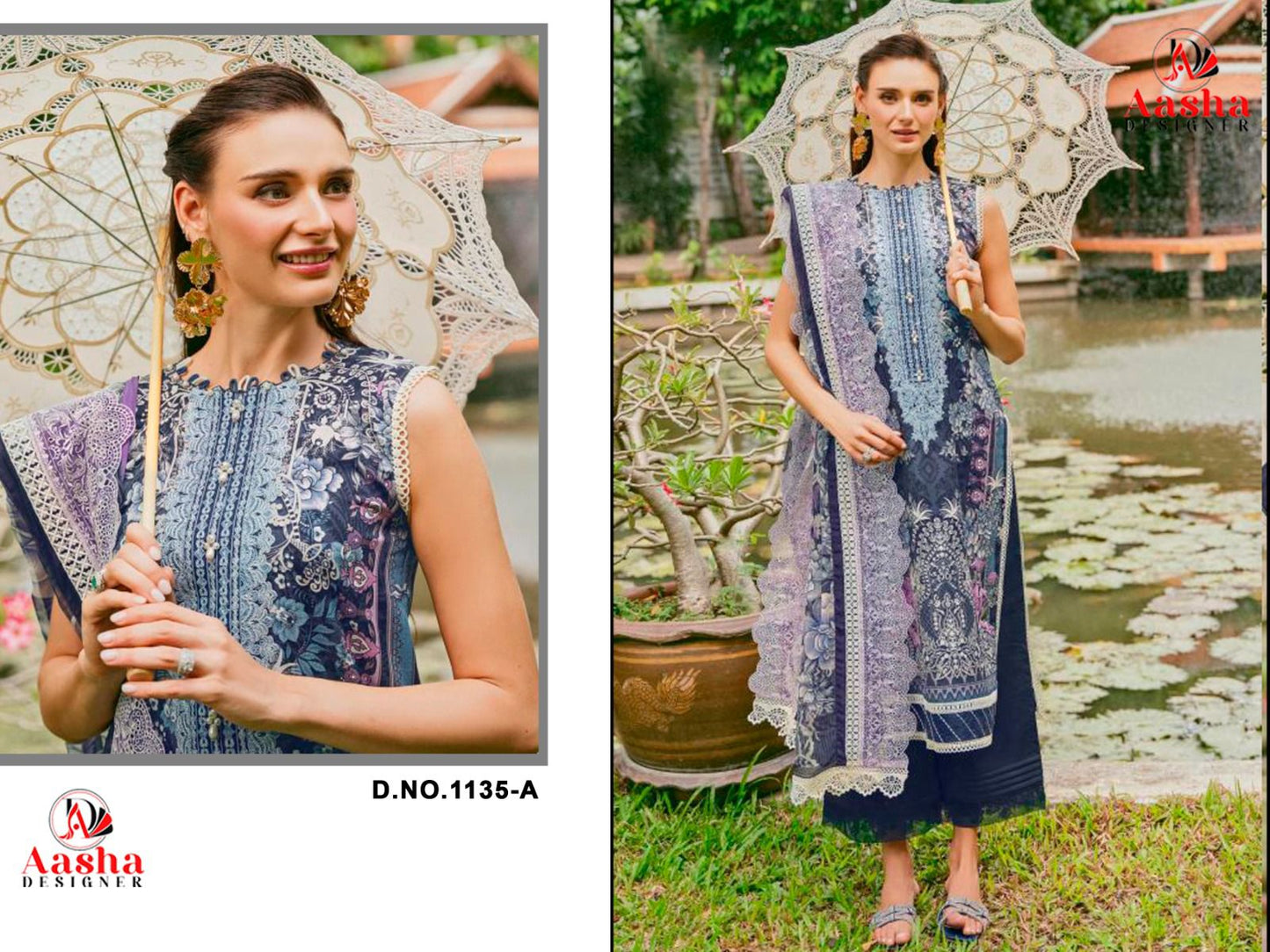 1135A Needle Wonder Vol 10 Aasha Designer Embroidery Pakistani Patch Suits