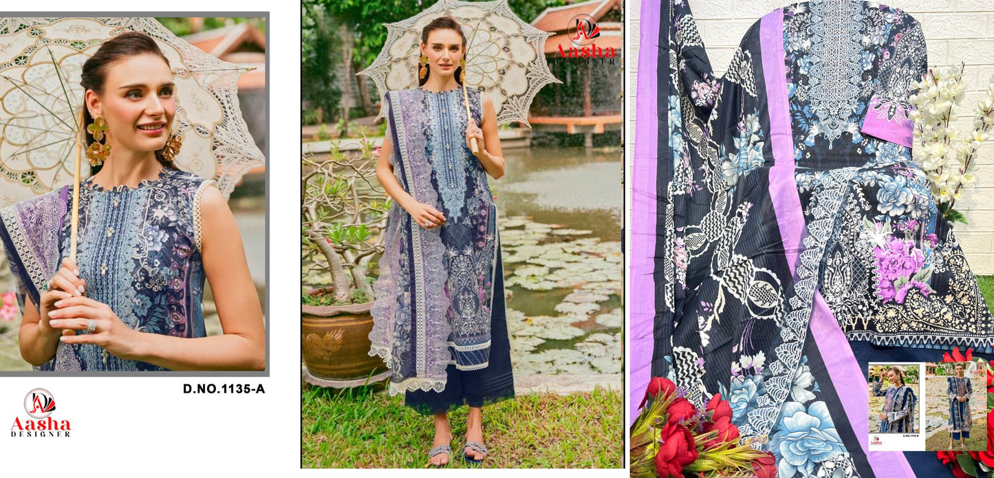 1135A Needle Wonder Vol 10 Aasha Designer Embroidery Pakistani Patch Suits
