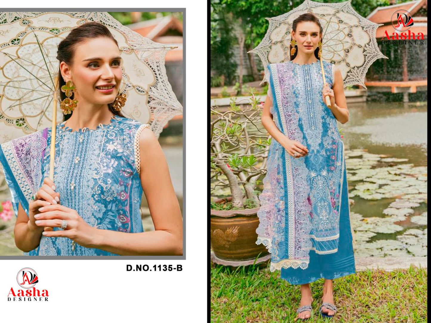 1135B Needle Wonder Vol 10 Aasha Designer Embroidery Pakistani Patch Suits