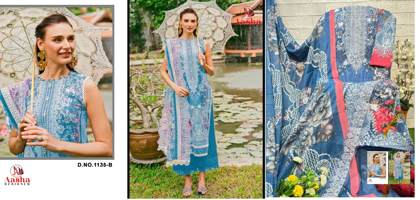 1135B Needle Wonder Vol 10 Aasha Designer Embroidery Pakistani Patch Suits