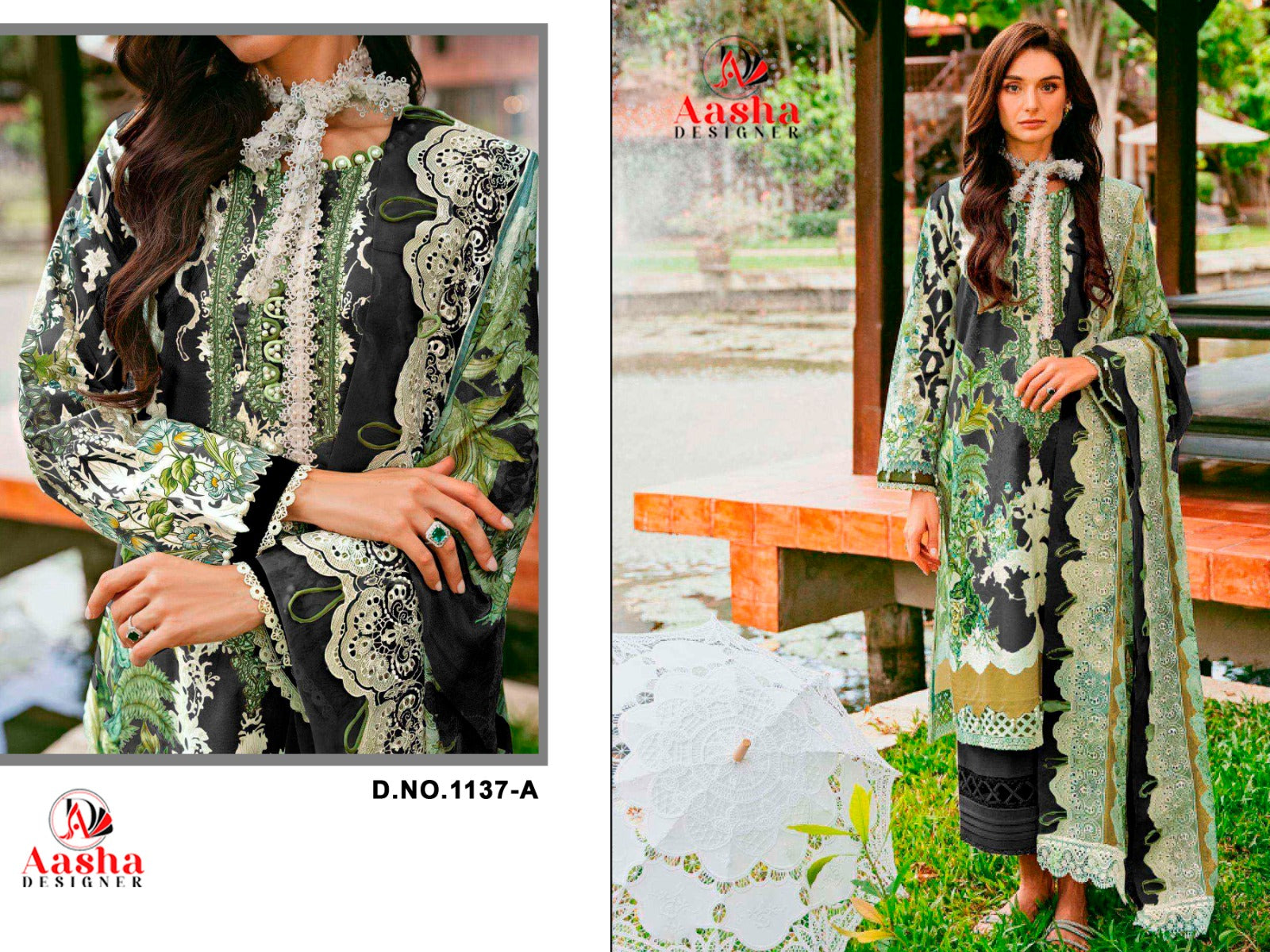 1137A Aasha Designer Cotton Print Pakistani Patch Suits