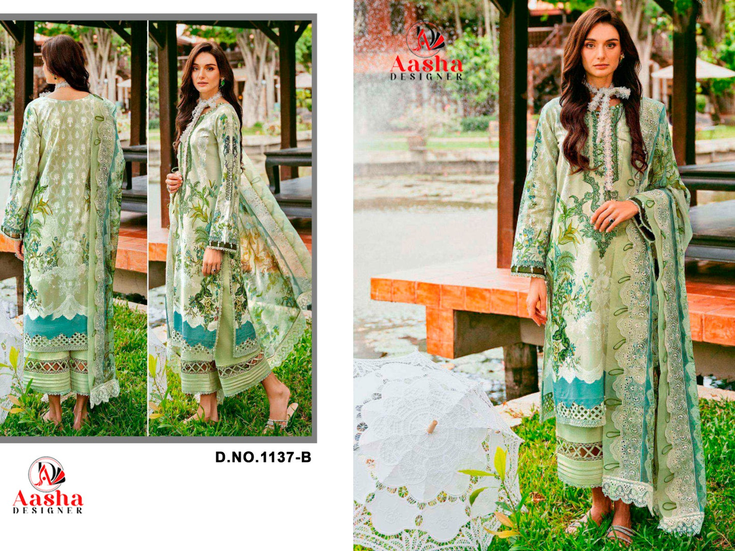 1137B Aasha Designer Cotton Print Pakistani Patch Suits