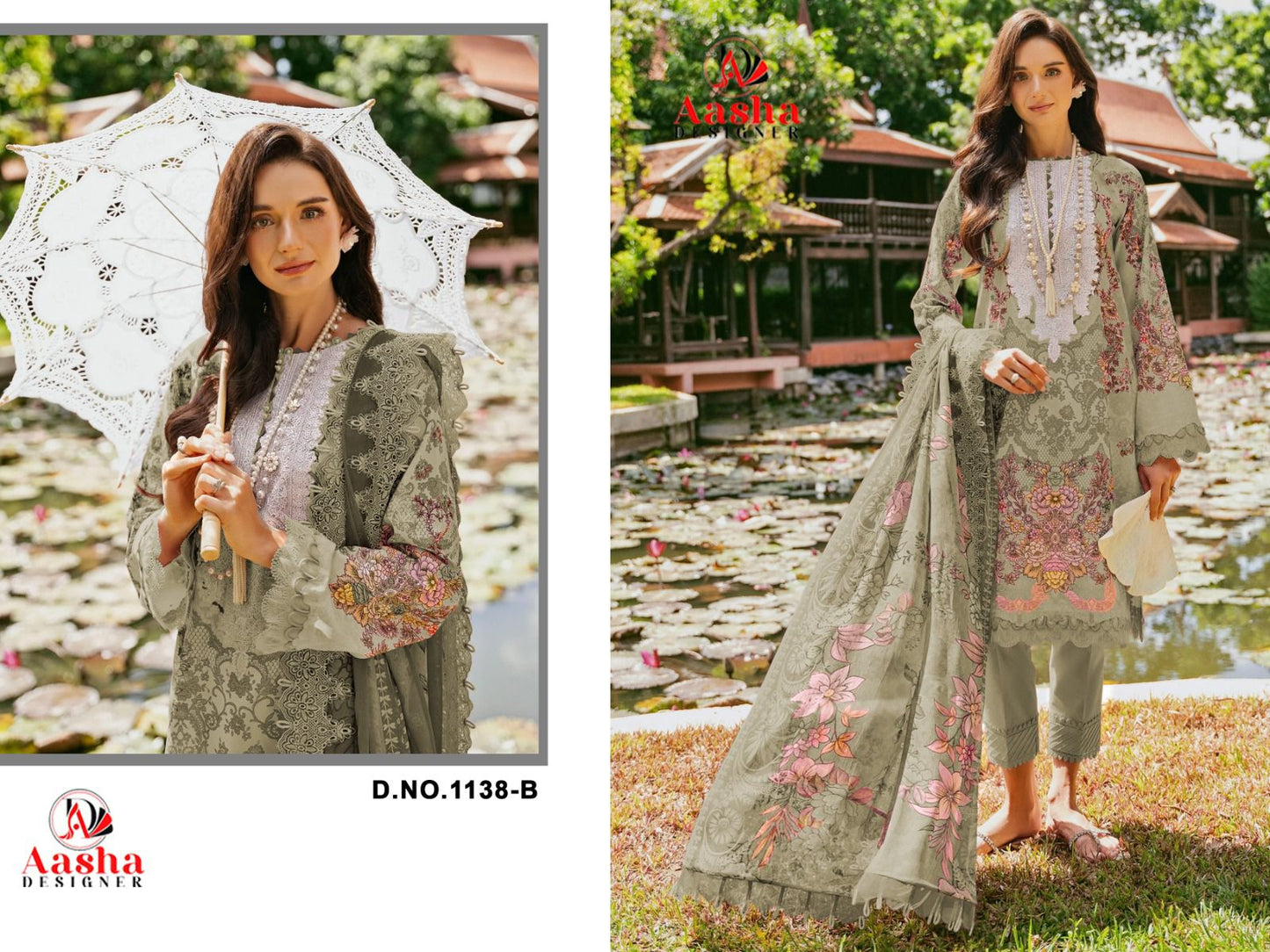 1138B Needle Wonder Vol 9 Aasha Designer Embroidery Work Pakistani Patch Suits
