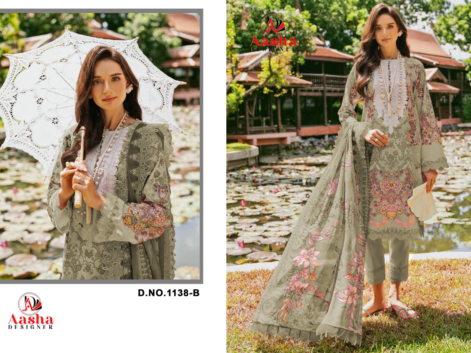1138B Needle Wonder Vol 9 Aasha Designer Embroidery Work Pakistani Patch Suits