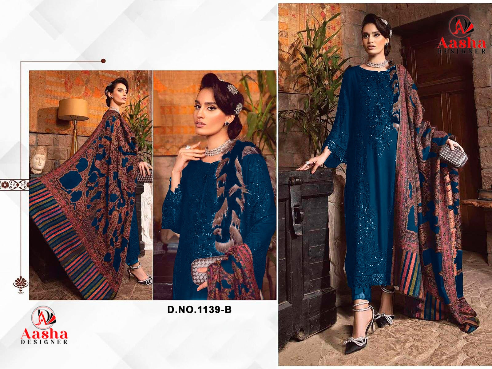 1139B Aasha Designer Reyon Pakistani Salwar Suits