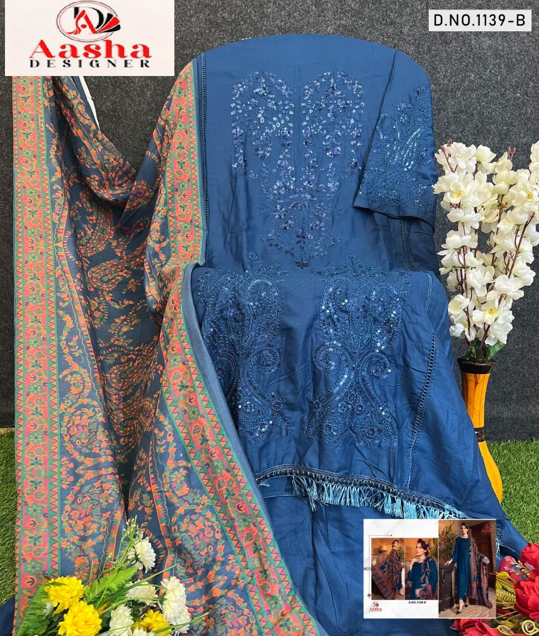 1139B Aasha Designer Reyon Pakistani Salwar Suits