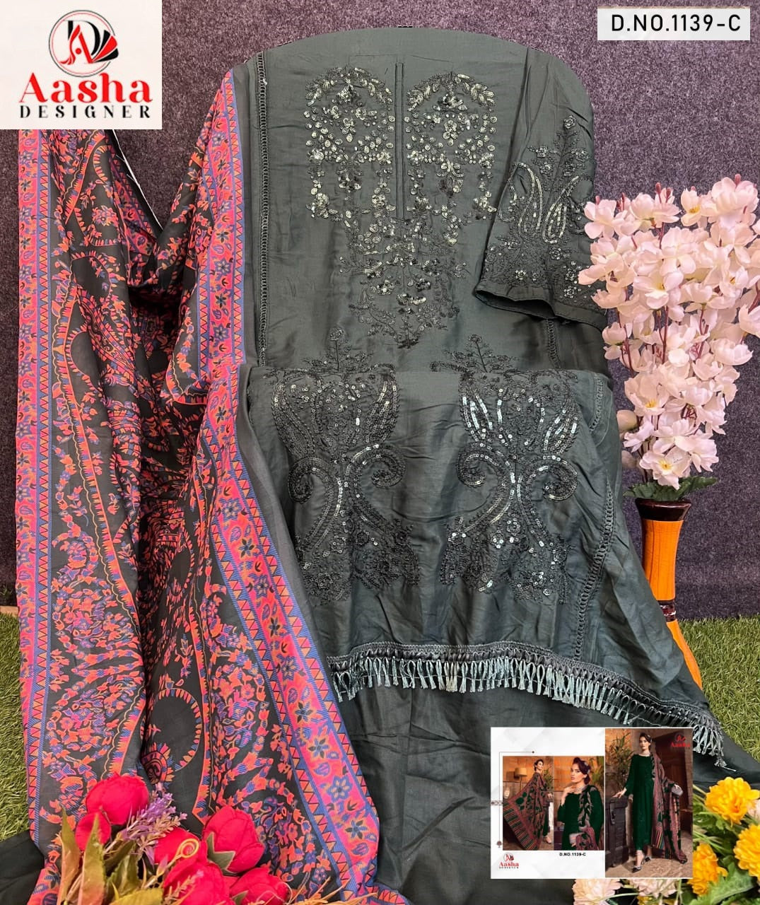 1139C Aasha Designer Reyon Pakistani Salwar Suits