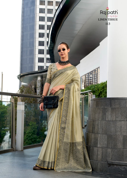 113 Blackberry Rajpath Linen Sarees