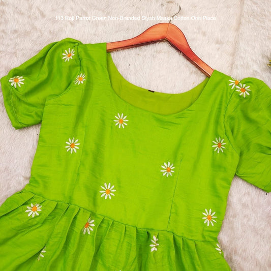 113 Roji Parrot Green Non-Branded Stysh Maska Cotton One Piece